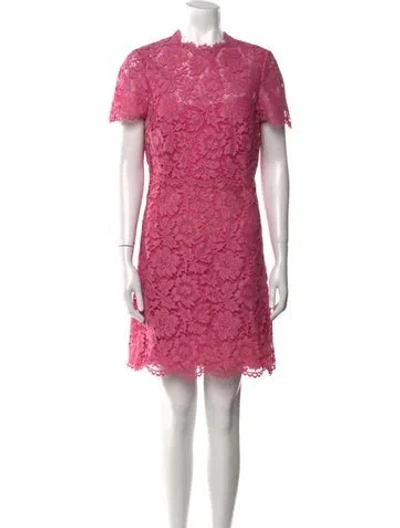 Pre-owned Valentino Lace Pattern Mini Dress In Pink