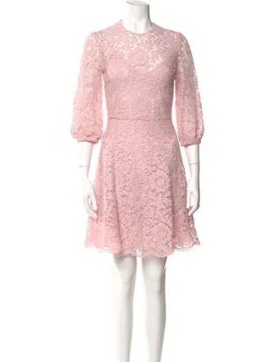 Pre-owned Valentino Lace Pattern Mini Dress In Pink