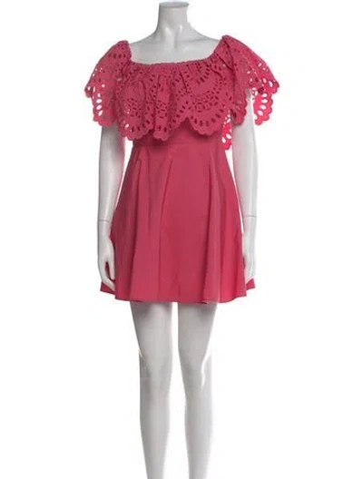 Pre-owned Valentino Lace Pattern Mini Dress In Pink