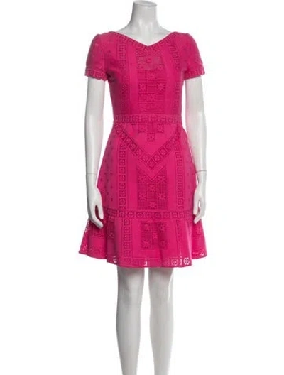 Pre-owned Valentino Lace Pattern Mini Dress In Pink