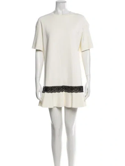 Pre-owned Valentino Lace Pattern Mini Dress In White