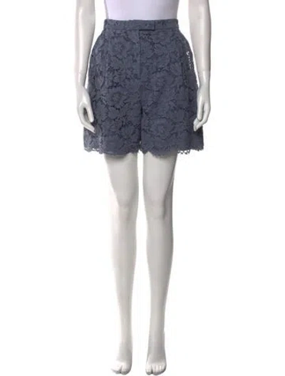 Pre-owned Valentino Lace Pattern Mini Shorts In Blue