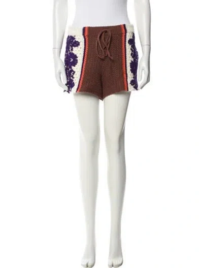 Pre-owned Valentino Lace Pattern Mini Shorts In Brown
