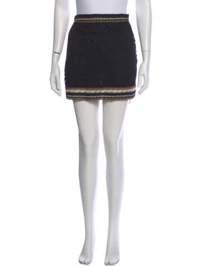 Pre-owned Valentino Lace Pattern Mini Skirt In Black