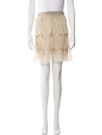Pre-owned Valentino Lace Pattern Mini Skirt In Neutral