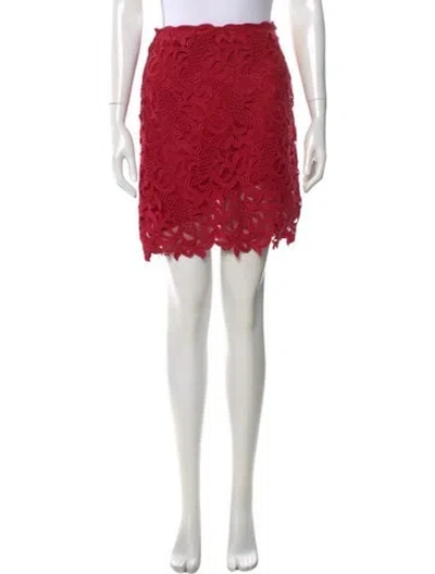 Pre-owned Valentino Lace Pattern Mini Skirt In Red