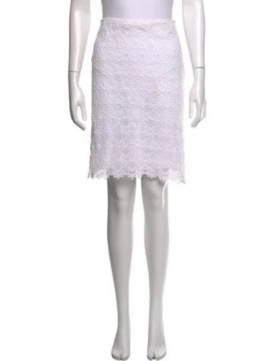 Pre-owned Valentino Lace Pattern Mini Skirt In White