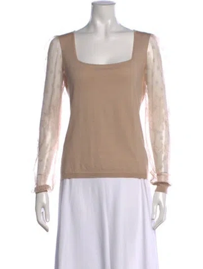 Pre-owned Valentino Lace Pattern Square Neckline Sweater In Neutrals