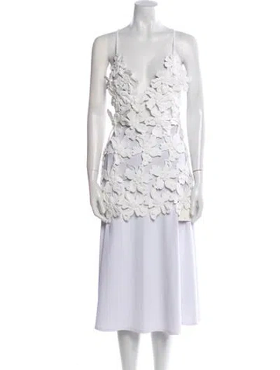 Pre-owned Valentino Lace Pattern V-neck Tunic W/ Tags In White