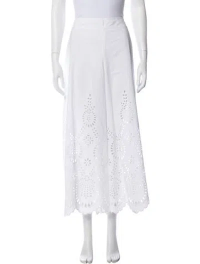 Pre-owned Valentino Lace Pattern Wide Leg Pants In White