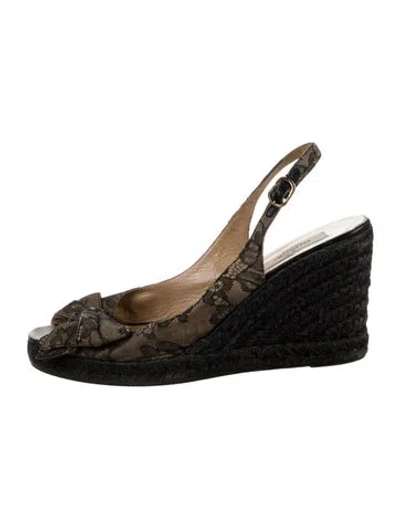 Pre-owned Valentino Garavani Lace Plaid Print Slingback Pumps In Black