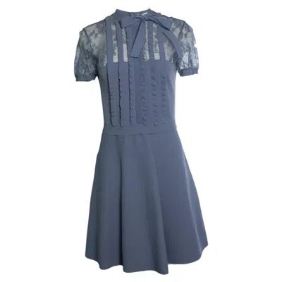 Pre-owned Valentino , Lace Ruffle Midi Dress In Lavender In Purple