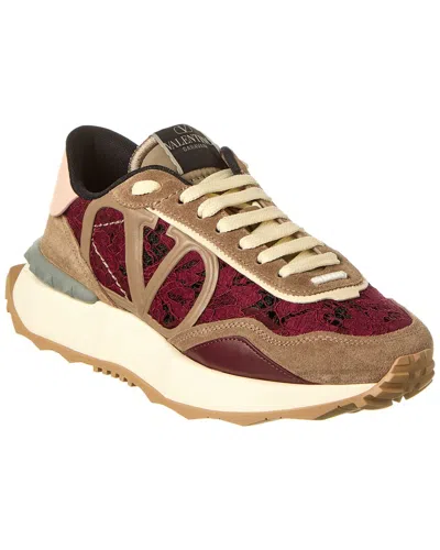 Valentino Garavani Lace Runner Suede & Lace Sneaker In Red