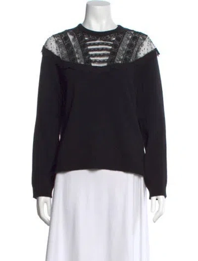 Pre-owned Valentino Lace Scoop Neck Sweater In Black