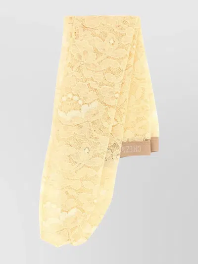 Valentino Garavani Cream Stretch Lace Socks In Yellow