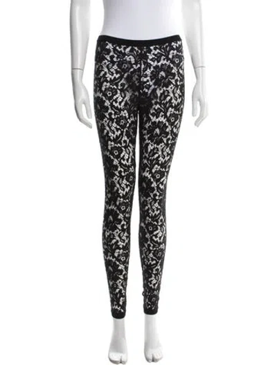 Pre-owned Valentino Lace Skinny Leg Pants In Black