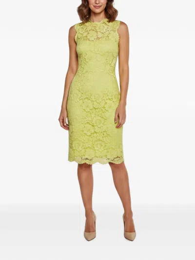 Pre-owned Valentino Lace Sleeveless Midi Dress In Yellow
