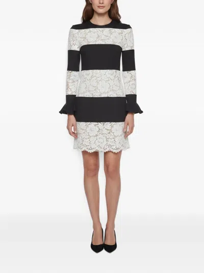 Pre-owned Valentino Lace Stripe Dress In Black