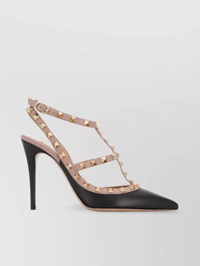 Valentino Garavani Lace Studded Strappy Pointed Heel Pumps In Neutral