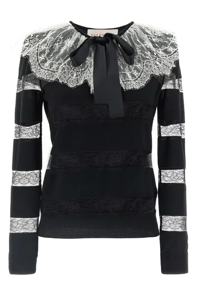 VALENTINO VALENTINO GARAVANI BOW-EMBELLISHED STRIPED SWEATER