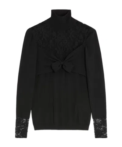 Valentino Lace-panelled Top In Black