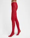 Valentino Lace Tights In Dark Red