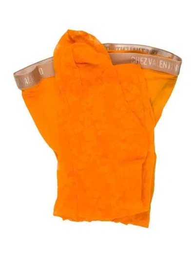Pre-owned Valentino Lace Tights W/tags In Orange