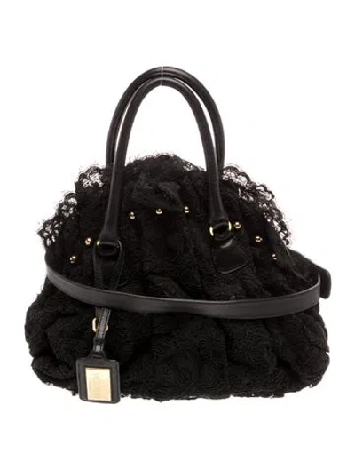 Pre-owned Valentino Garavani Lace Top Handle Bag In Black
