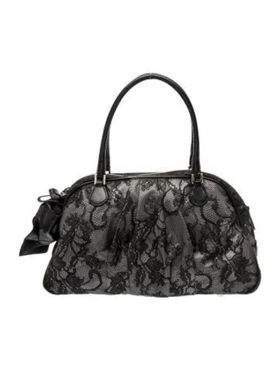 Pre-owned Valentino Garavani Lace Top Handle Bag In Black