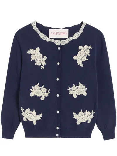VALENTINO LACE-TRIM CARDIGAN