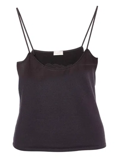 Pre-owned Valentino Lace-trim Cotton Top In Brown