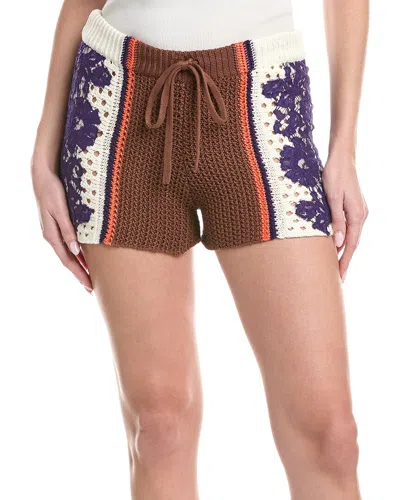 Valentino Lace Trim Crochet Short In Multi