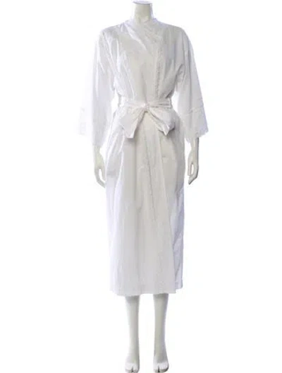 Pre-owned Valentino Lace Trim Embellishment Robe In White