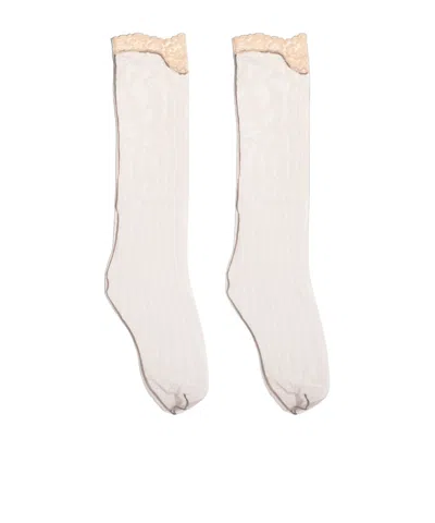 Valentino Lace-trim Mesh Socks In Multi
