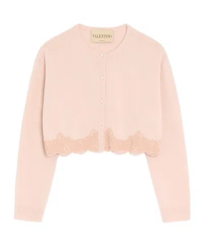 VALENTINO WOOL CARDIGAN WITH LACE