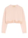Valentino Wool Cardigan With Lace Woman Pink Xs In Brown