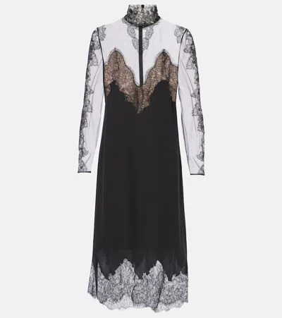 Valentino Silk And Lace Dress In Black
