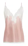 Valentino Lace-trimmed Silk Cami In Pink