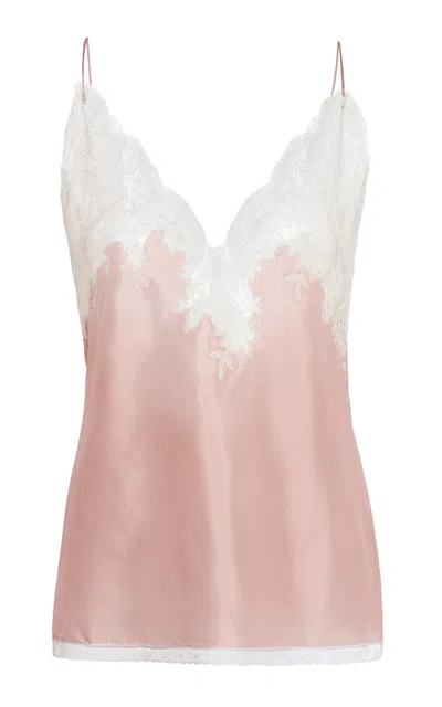 Valentino Lace-trimmed Silk Cami In Pink