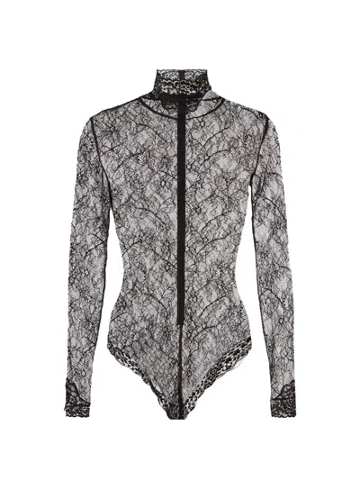 Valentino Lace Turtleneck Bodysuit In Multi