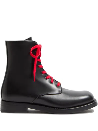 VALENTINO GARAVANI LACE-UP LEATHER BOOTS