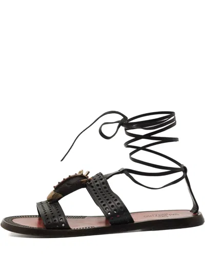 Pre-owned Valentino Garavani Lace-up Leather Sandals