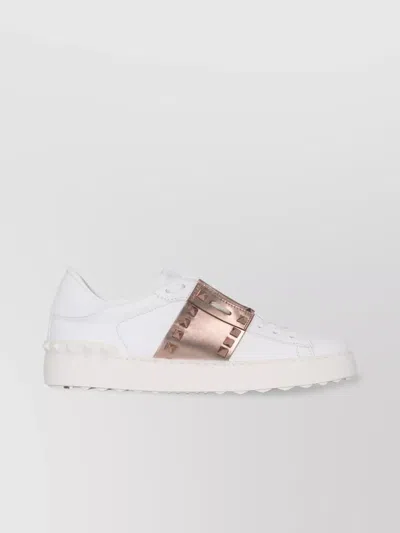 Valentino Garavani Lace-up Leather Shoes Metallic Studs In White