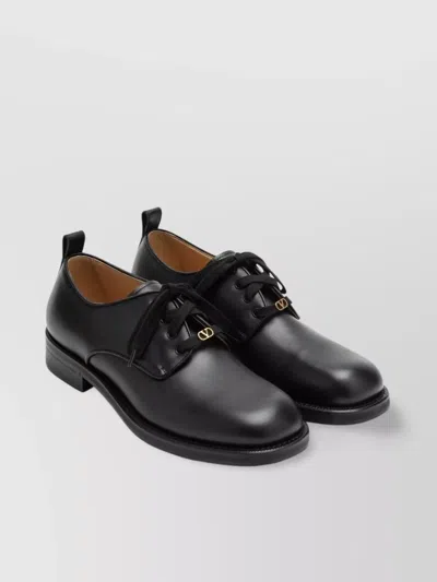 Valentino Garavani Lace-up Shoes Leather Sole Round Toe In Black