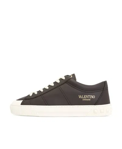 Valentino Garavani Lace Up Sneakers In Brown