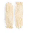 Valentino Garavani Vlogo Signature Butter-coloured Lace Gloves In Yellow