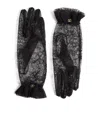 Valentino Lace Bow Sheer Fabric Gloves Signature In Black