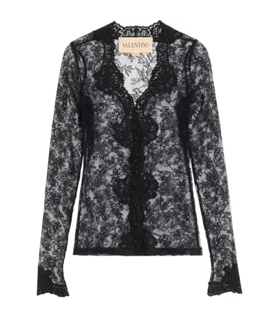Valentino Lace V-neck Cardigan In Black