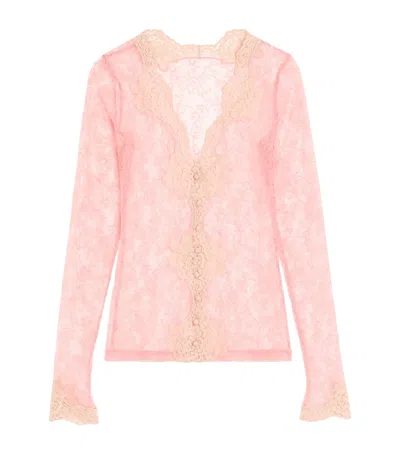 Valentino Lace V-neck Cardigan In Pink
