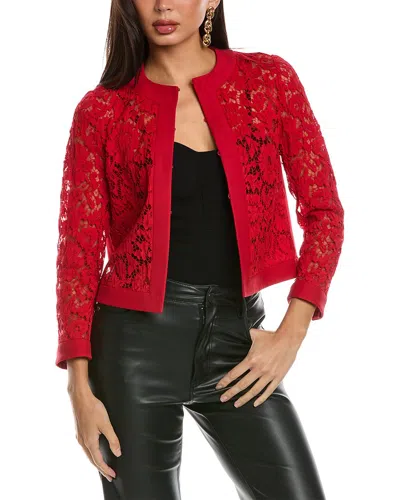 Valentino Lace Wool & Silk-blend Jacket In Red